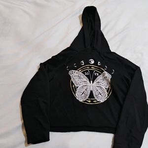 Elegant Black Hoodie with Butterfly Design